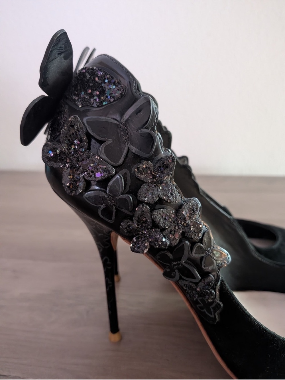 Black Butterfly Heels by Sophia Webster